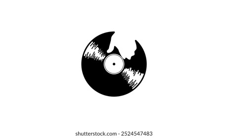 disk jockey  emblem, black isolated silhouette