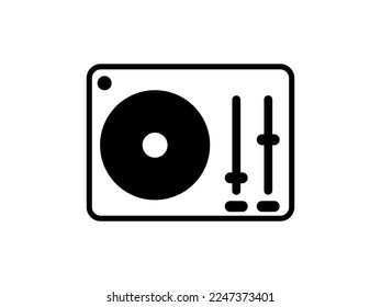 Disk jockey icon. Vector music record player isolated on white background