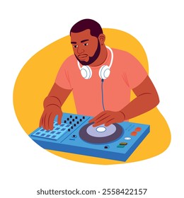 Disk jockey illustration in a flat style 
