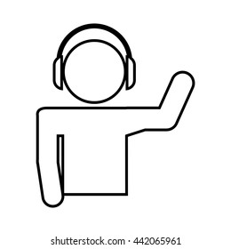 disk jockey  silhouette isolated icon design