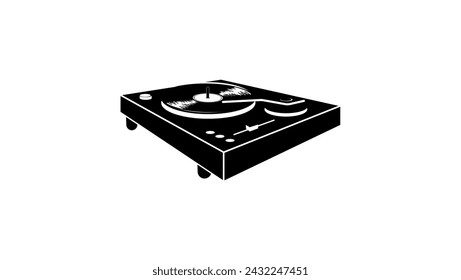 disk jockey turntable , black isolated silhouette