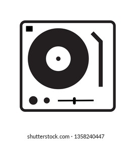 Disk Jockey Turntable Icon On White Background. Flat Style. Disk Jockey Turntable Icon For Your Web Site Design, Logo, App, UI. Gramophone Symbol. Dj Console Sign. 