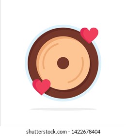 Disk, Love, Heart, Wedding Abstract Circle Background Flat color Icon