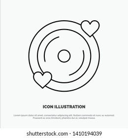 Disk, Love, Heart, Wedding Line Icon Vector