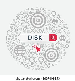  DISK mean (dominance influence steadiness conscientiousness) Word written in search bar ,Vector illustration.