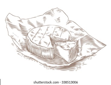 Disk And Piece Of Camembert On The Paper