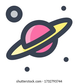 Disk Planet Icon, Illustration of Astronomy, Geographic, Sky, Solar System  with Filled and Line Style for Website User Interface  Mobile and Wallpaper