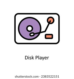 Disk Player vector Filled outline Design illustration. Symbol on White background EPS 10 File