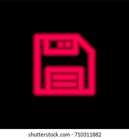 Disk red glowing neon ui ux icon. Glowing sign logo vector
