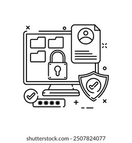 Icono de esquema de Disk Safeguard, Ilustración vectorial