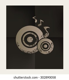 Disk song design on black background,vector