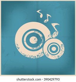 Disk song design on old paper background,vector