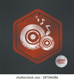 Disk song,stamp design on old dark background,grunge concept,vector