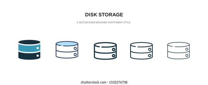 disk storage icon in different style vector illustration. two colored and black disk storage vector icons designed in filled, outline, line and stroke style can be used for web, mobile, ui