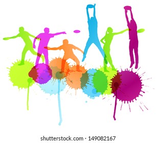 Disk thrower and catcher active people sport background illustration vector