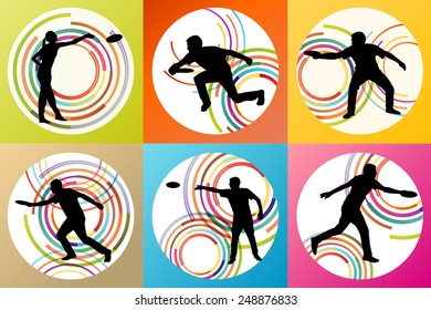 Disk thrower and catcher active people sport background illustration vector concept