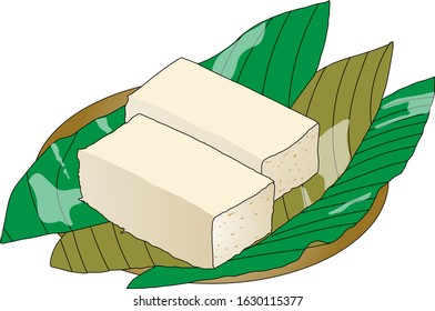 Disk of Tofu on leaf