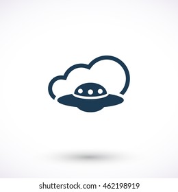 Disk vector icon. Cloud pictogram. Graphic symbol for web design, logo. Isolated sign on a white background.