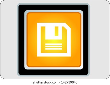 disk yellow square web icon on grey background