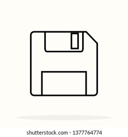 Disket line vector icon on white backround. eps10