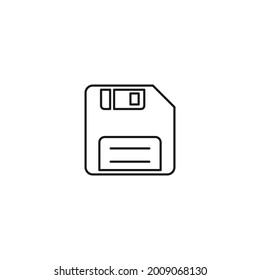 Disket line vector icon on white backround