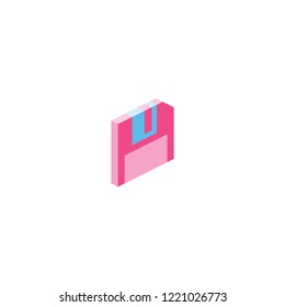 Diskette 3D flat isometric icon symbol. Flat creative illustration idea.