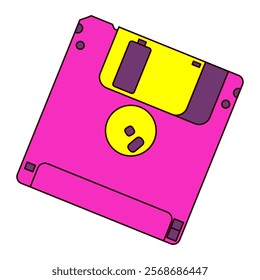 Diskette, 90s retro isolate vector element