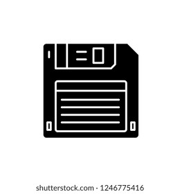 Diskette black icon, vector sign on isolated background. Diskette concept symbol, illustration 