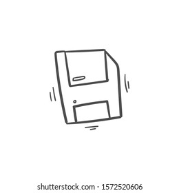 diskette doodle icon vector hand drawing 