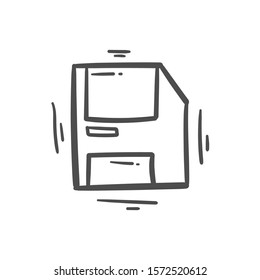 diskette doodle icon vector hand drawing 