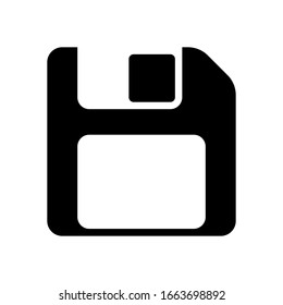 Diskette with empty label, floopy disk, save file. Black icon on white background