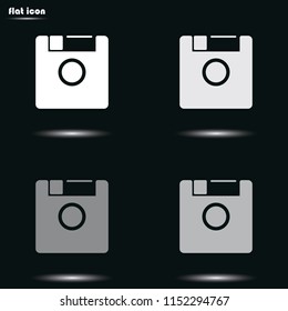 Diskette flat grayscale vector icon.