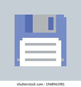 diskette floppy disk 3 inches pixel 8 bits retro classic vintage design for websites, apps, animations, social media, technology stores, computer repair, graphic design and advertising