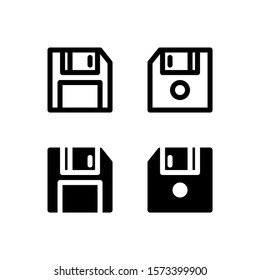 Diskette Floppy Disk Computer 32 Pixel Perfect Outline Glyph Icon Vector
