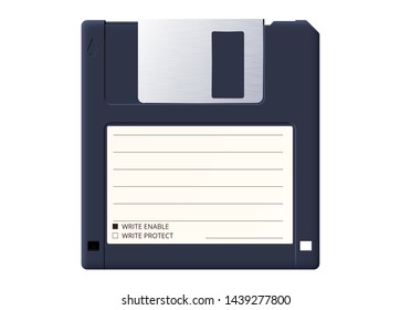 Diskette or floppy disk is an old medium to store information on retro computers. Realistic vector illustration or icon