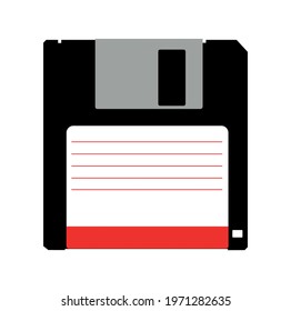 Diskette or floppy disk Realistic vector illustration or icon