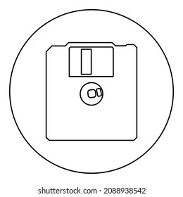 Diskette floppy disk storage concept icon in circle round black color vector illustration image outline contour line thin style simple
