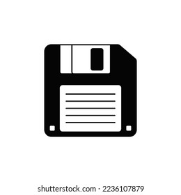 Diskette, floppy icon in black flat glyph, filled style isolated on white background