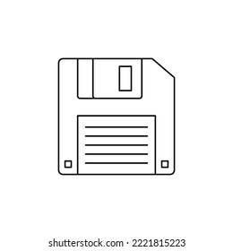 Diskette, floppy icon in line style icon, isolated on white background