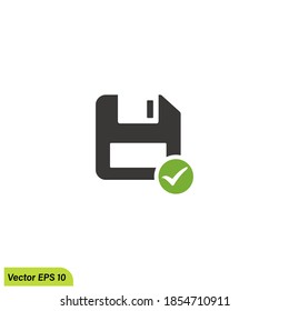 diskette icon with approved symbol logo template 