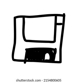 diskette icon or contorted disc i.e. storage media. suitable for use as office equipment. white background.