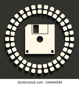 Diskette icon in dark style, eps10 vector