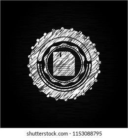 diskette icon drawn on a blackboard