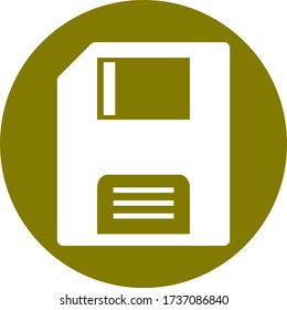 The diskette icon flat style with gold background for web design 