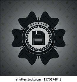 diskette icon inside black badge