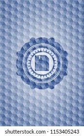 diskette icon inside blue hexagon emblem.