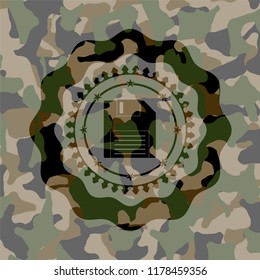 diskette icon inside camo emblem