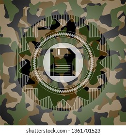 diskette icon inside camo emblem
