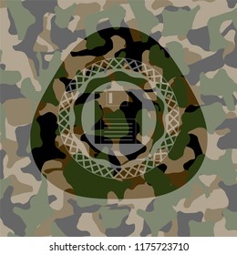 diskette icon inside camouflage texture