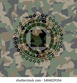 diskette icon inside camouflaged emblem